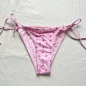 Betty Jade bikini bottoms Large cherry print pink side tie fruit swim cherries